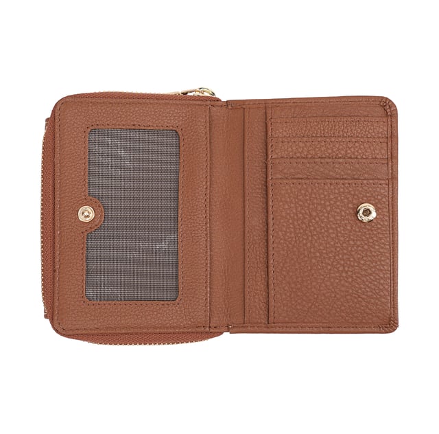 Crafted from soft leather, this elegant purse is designed for both style and function, featuring twin coin sections for easy access and separation. It offers ample card slots, a dedicated note section, and a clear card/ID display window for added convenience. Finished with a sleek brand logo plate on the front, it comes beautifully packaged in a gift box-perfect for yourself or someone special. D:3.4cm W:12.3cm H:9.7cm