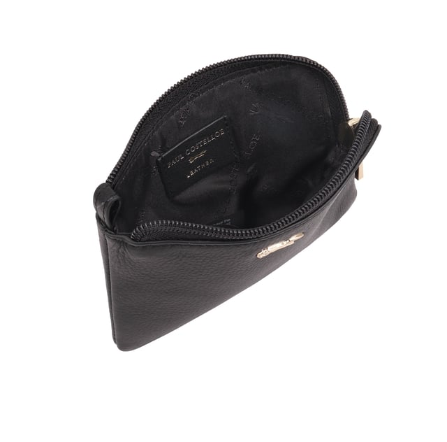 Coin pouch adorned with a sleek brand logo pin on the front, combines functionality with sophisticated style. Made from soft quality leather, it offers a secure and stylish way to keep your coins organized. Presented in a beautiful gift box, it makes a perfect present for any occasion, showcasing both luxury and practicality. D:1.7cm W:14cm H:9.5cm