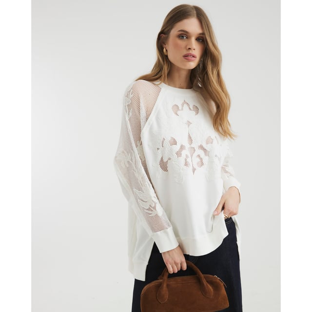 Round neck, Long sleeves, Floral cutwork design, Side splits, Sheer detailAbout the brandFASHION IS OUR DNARiver Island is an icon of the British high street. Inspired by the latest trends and our heritage style archives, we've been serving style and leading trends for over sixty years.We make fashion for real people with real lives, who want to look real good. Because life's a celebration - let's dress for it.