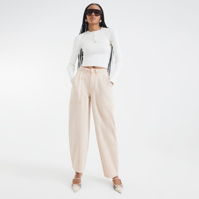 Canvas fabric, Barrel leg, Belt loops, Pockets, Zip and button fasteningAbout the brandFASHION IS OUR DNARiver Island is an icon of the British high street. Inspired by the latest trends and our heritage style archives, we've been serving style and leading trends for over sixty years.We make fashion for real people with real lives, who want to look real good. Because life's a celebration - let's dress for it.