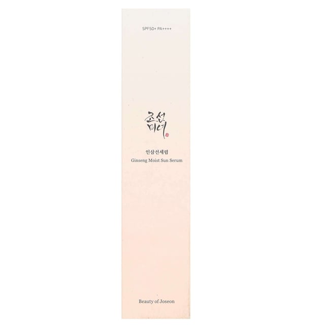 Experience ultimate sun protection with the Beauty of Joseon Ginseng Moist Sun Serum PA++++ SPF50+ (50ml). This lightweight serum is formulated for all skin types, providing effective sun defense without a greasy feel or white cast. Enriched with 30% Ginseng Extract for anti-aging benefits and 2% Niacinamide to brighten skin tone, it absorbs quickly, leaving skin fresh and hydrated. Perfect as a makeup base, it ensures a smooth finish without stickiness. Enjoy a cruelty-free skincare experience that enhances your natural beauty.