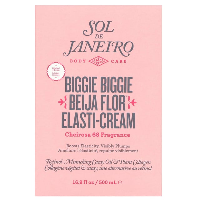 Discover the luxurious Sol de Janeiro Beija Flor Elasti-Cream, a 500ml body cream that delivers facial-grade care for your skin. This innovative formula enhances elasticity and boosts collagen production, ensuring your skin appears plump, replenished, and radiant. Infused with nourishing ingredients such as Cacay Oil, a gentle alternative to retinol, and Plant Collagen, this cream provides a velvety-soft texture and youthful revitalization. Perfect for daily use, simply apply to clean skin. Vegan-friendly and designed for all skin types, indulge your body in the ultimate hydration.