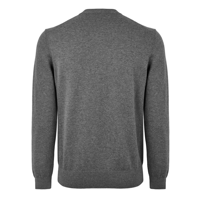 Mens BOSS Kanovaro Crewneck Sweater in light grey.A super-soft sweater by BOSS Menswear. Knitted in cotton blended with cashmere for a luxurious feel  featuring a logo patch at the left chest.- Ribbed crew neck.- Ribbed cuffs and hem.- Tonal logo patch.- Regular fit.- 95% Cotton  5% Cashmere.  Machine washable.- Ref: 50471343051