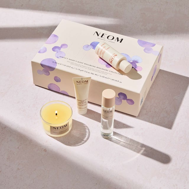Neom Wellbeing London Scent To Sleep Discovery Collection for Perfect Night's Sleep Experience true relaxation with the Neom Wellbeing London Scent To Sleep Collection. This curated set includes four best-selling products to enhance your nightly routine and promote restful sleep. Enjoy the soothing Perfect Night’s Sleep Mist, Magnesium Body Butter, Bath Foam, and Travel Candle, all infused with natural essential oils like lavender and chamomile. Let the calming aromas create a tranquil atmosphere, helping you unwind and drift into a deep slumber. Ideal for relieving stress and rejuvenating wellbeing, this collection offers peaceful nights and refreshed mornings.