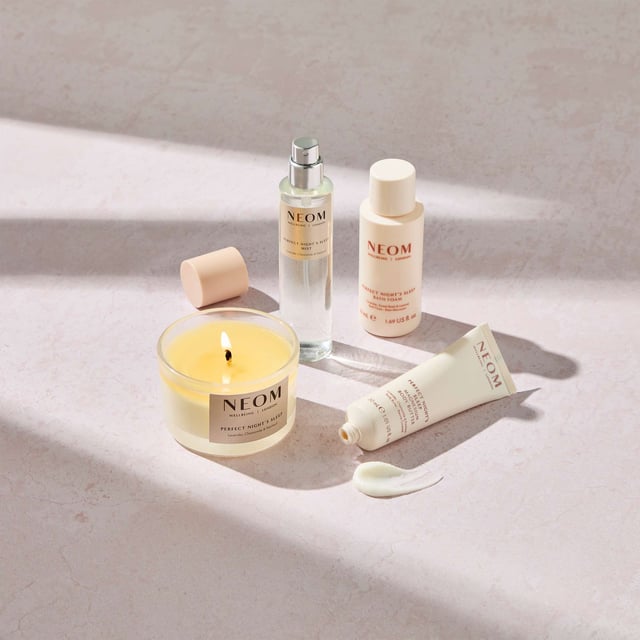 Neom Wellbeing London Scent To Sleep Discovery Collection for Perfect Night's Sleep Experience true relaxation with the Neom Wellbeing London Scent To Sleep Collection. This curated set includes four best-selling products to enhance your nightly routine and promote restful sleep. Enjoy the soothing Perfect Night’s Sleep Mist, Magnesium Body Butter, Bath Foam, and Travel Candle, all infused with natural essential oils like lavender and chamomile. Let the calming aromas create a tranquil atmosphere, helping you unwind and drift into a deep slumber. Ideal for relieving stress and rejuvenating wellbeing, this collection offers peaceful nights and refreshed mornings.