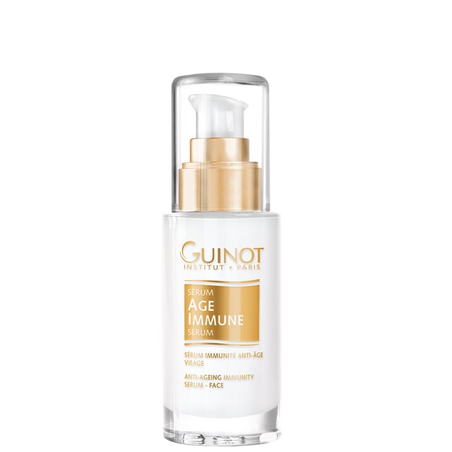 Revitalize your skin with Guinot Age Immune Serum, an advanced anti-ageing solution that combats visible signs of ageing. This serum slows down the skin's biological clock, keeping it youthful and firm while reducing brown spots. Enriched with an Immune Repair Complex, it activates the skin's immune system to repair damage from environmental stressors. Key ingredients like Hyaluronic Acid enhance hydration. With 56 cellular ingredients and stabilized Vitamin C, this serum promotes cell regeneration and enhances skin radiance. Ideal for all skin types, apply daily after cleansing.