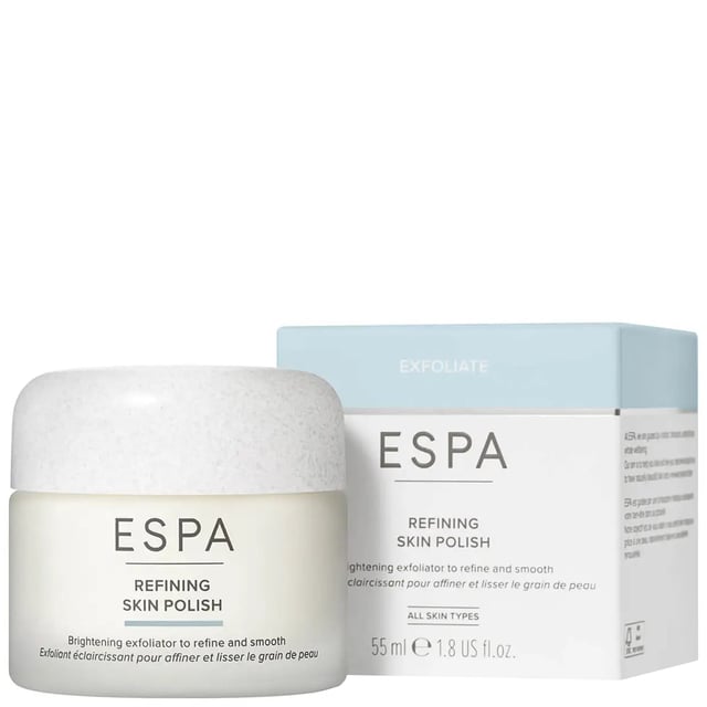 Experience the ultimate in skincare with ESPA Refining Skin Polish, a deeply cleansing exfoliator that leaves skin smooth and refined. Formulated with spherical Diatomaceous Earth, it clears pores and balances skin tone. Enriched with Rose Damascena and Shea Butter, it softens skin while revealing a radiant complexion. Suitable for all skin types and vegetarians. For best results, use 1-2 times a week for normal skin or once a week for oily skin. Smooth over damp skin, massage in circular motions, and rinse thoroughly.