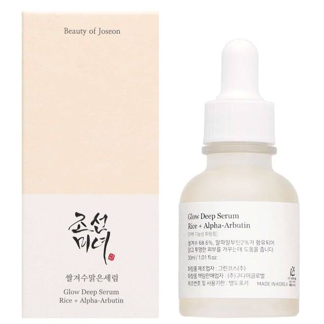 Transform your skincare routine with the Beauty of Joseon Glow Deep Serum. This 30ml serum is perfect for all skin types, especially for those struggling with dullness, uneven skin tone, and pigmentation issues. Formulated with 68% nourishing Rice Bran Water and 2% Alpha Arbutin, it deeply hydrates and brightens the skin, promoting a more radiant and even complexion with regular use. Enjoy a refreshing feel and improved skin health, all while using a cruelty-free product. Experience the glow you've always wanted!