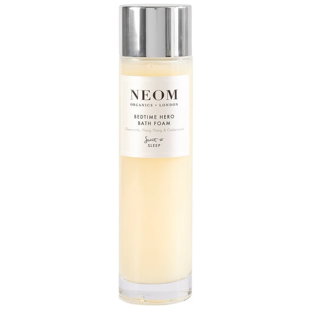 Experience the transformative power of Neom Wellbeing London Scent To Sleep Bedtime Hero Bath Foam, designed to enhance relaxation and promote restful sleep. This luxurious bath foam features a blend of 11 essential oils, including calming English lavender and soothing chamomile. Infused with nourishing marshmallow, coconut oil, sweet almond, and aloe, it softens your skin. Pour a capful under running water, soak for at least 10 minutes, and enjoy the calming scents. Ideal for creating a pre-sleep sanctuary, Neom is a Certified B Corporation committed to ethical practices and sustainability.