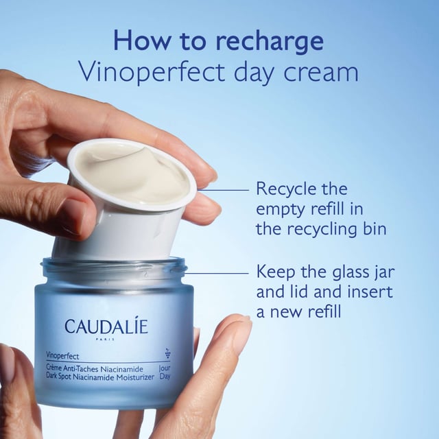 Experience radiant and hydrated skin with Caudalie Vinoperfect Niacinamide Moisturiser. This daily moisturizer brightens your complexion and reduces dark spots. Enriched with ViniferineTM, clinically proven to diminish pigmentation, and Niacinamide for enhanced brightening, it leaves your skin soft and luminous. With a 97% natural origin formulation, it offers immediate radiance, an even skin tone, and a hydrating cream texture. Apply generously after serum and massage for 2-3 minutes. Remember, this product is refillable. Join Caudalie in their commitment to sustainability.
