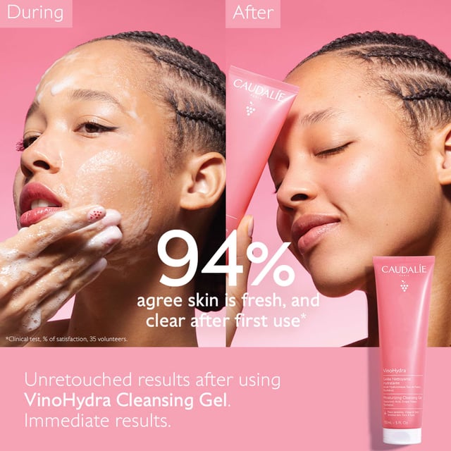 Experience ultimate hydration with Caudalie VinoHydra Moisturizing Cleansing Gel. This gentle cleanser is formulated to cleanse while enhancing your skin's moisture barrier. Enriched with Hyaluronic Acid for deep hydration and soothing grape water, it removes impurities and makeup without stripping natural moisture. Ideal for sensitive skin, its sulfate-free formula ensures a refreshing cleanse that leaves your complexion soft and revitalized. With recyclable packaging, you can care for your skin and the planet. Join Caudalie in their commitment to sustainability.