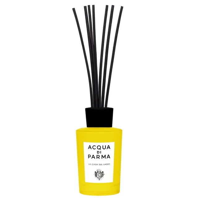 Acqua Di Parma La Casa Sul Lago Home Fragrance Diffuser - Elegant Aromatherapy Experience the serene essence of a lakeside garden with the Acqua Di Parma La Casa Sul Lago Diffuser. This exquisite home fragrance combines delicate floral notes with refreshing aquatic hints. Infused with Calabrian bergamot, lily-of-the-valley, cyclamen, musk, and amber, it creates a soothing atmosphere in any room. Perfect for adding a touch of elegance to your home, this diffuser is an ideal gift for fragrance enthusiasts. Please note: We are unable to ship fragrances over 150ml outside of the UK.