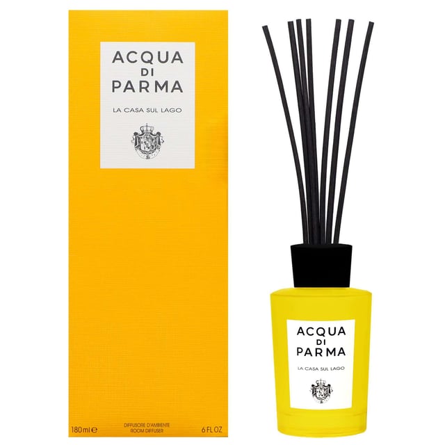 Acqua Di Parma La Casa Sul Lago Home Fragrance Diffuser - Elegant Aromatherapy Experience the serene essence of a lakeside garden with the Acqua Di Parma La Casa Sul Lago Diffuser. This exquisite home fragrance combines delicate floral notes with refreshing aquatic hints. Infused with Calabrian bergamot, lily-of-the-valley, cyclamen, musk, and amber, it creates a soothing atmosphere in any room. Perfect for adding a touch of elegance to your home, this diffuser is an ideal gift for fragrance enthusiasts. Please note: We are unable to ship fragrances over 150ml outside of the UK.