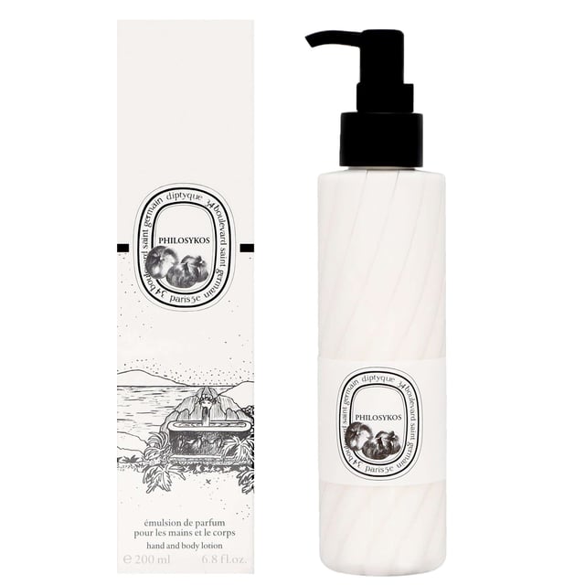 Indulge your skin with Diptyque Philosykos Hand and Body Lotion, a luxurious formula designed to deeply nourish and hydrate. This rich lotion envelops your skin in the fresh and captivating scent of fig trees, featuring a harmonious blend of fig leaves, sap, and wood, complemented by a subtle touch of black pepper. Experience silky smooth skin with every application. Simply massage into your hands and body until fully absorbed for a revitalizing and fragrant experience.