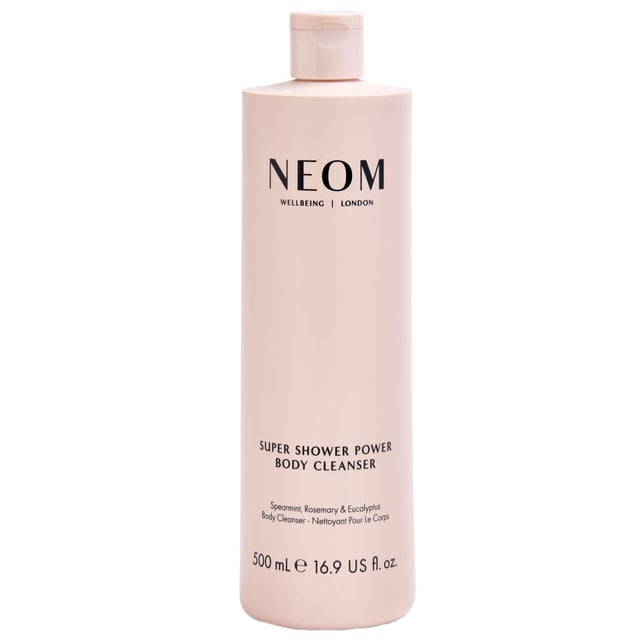 Discover the energizing Neom Wellbeing London's Super Shower Power Body Cleanser. This invigorating body wash is infused with natural essential oils of spearmint, rosemary, and eucalyptus, providing a refreshing cleanse that revitalizes your skin. Enriched with organic coffee extract and oat milk, it nourishes and hydrates for up to 24 hours. Enjoy a multi-sensory experience—lather, inhale, and feel the boost. Neom is a Certified B Corporation, dedicated to ethical practices.
