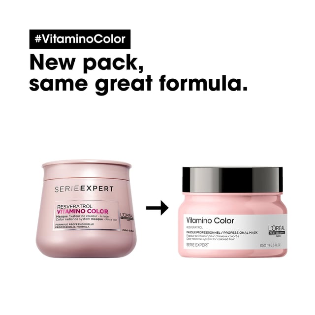 Verwandeln Sie Ihr coloriertes Haar mit der L'Oréal Professionnel Serie Expert Vitamino Color Maske, die dafür ausgelegt ist, den Glanz bis zu 6 Mal zu steigern und Ihr Haar lebendig und strahlend zu halten. Diese luxuriöse Maske ist mit Resveratrol angereichert, einem leistungsstarken Antioxidans, das Ihr Haar vor Schäden schützt. Erleben Sie die Weichheit und den Schutz, die Ihr Haar verdient. Tragen Sie die Maske einfach auf frisch gewaschenes, handtuchtrockenes Haar nach der Anwendung des Vitamino Color Shampoos auf. Lassen Sie sie nur eine Minute einwirken und spülen Sie sie dann gründlich aus für atemberaubende Ergebnisse.