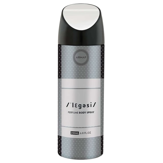 Experience the captivating aroma of Armaf Legesi Pour Homme Body Spray, a luxurious blend that embodies sophistication and charm. This fragrance opens with refreshing top notes of lavender, rosemary, and petitgrain, creating an invigorating introduction. The heart reveals a harmonious mix of sage, galbanum, jasmine, and rose, adding depth and elegance. Finally, the base notes of earthy cedar, sandalwood, musk, and oakmoss provide a warm and lasting finish. Perfect for the modern man, this body spray is designed to leave a lasting impression.
