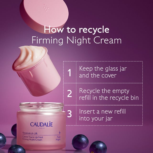 Transform your skin overnight with Caudalie's Resveratrol-Lift Firming Night Cream. This anti-aging formula features patented Resveratrol, vegan collagen, and hyaluronic acid for firmer skin and reduced wrinkles. Its rich texture nourishes your complexion while you sleep, leaving a smooth finish. Clinically tested, non-comedogenic, and made with 98% natural ingredients, this vegan cream is suitable for all skin types. Join Caudalie's sustainability efforts with refillable jars and help plant trees globally. Use it as the final step in your nightly skincare routine.
