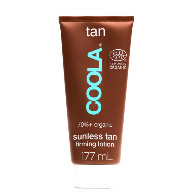 Achieve a radiant, sun-kissed glow with Coola's Body Care Sunless Tan Firming Lotion. This organic self-tanner provides a beautiful golden hue while nourishing and hydrating your skin with 99% natural ingredients. Infused with a delightful pina colada fragrance, this streak-free and transfer-resistant formula builds a gradual tan over several days. Enriched with moisturizing shea butter and caffeine, it helps your skin appear firmer and smoother. For best results, apply a quarter-sized amount, massage evenly, and let it develop for 2-4 hours before showering.