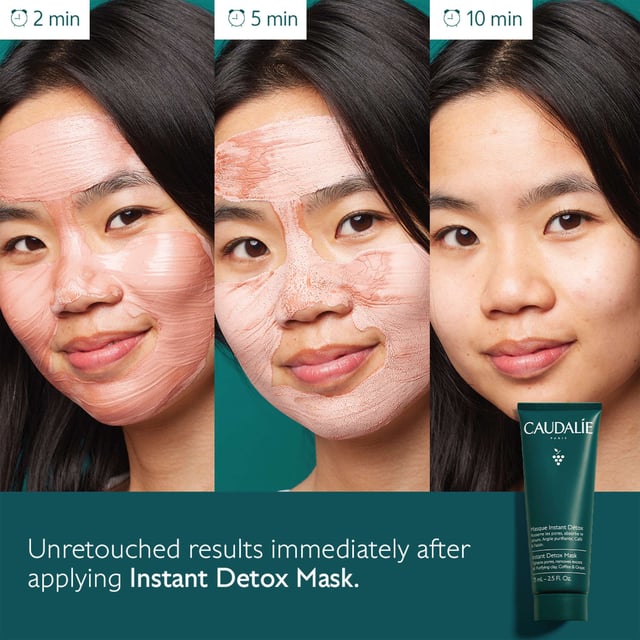 Discover the Caudalie Vinoclean Instant Detox Mask, a beloved beauty essential. This detoxifying clay mask deeply cleanses, removing impurities and excess oil for refreshed skin. Experience brighter skin in minutes as it gently exfoliates and draws out impurities. Enriched with pink clay, coffee extract, and papaya enzyme, it suits all skin types. With 99% naturally-derived ingredients, it's fragrance-free and vegan, perfect for sensitive skin. Join the skincare revolution with over 100 million TikTok reviews and unveil your skin's true radiance!