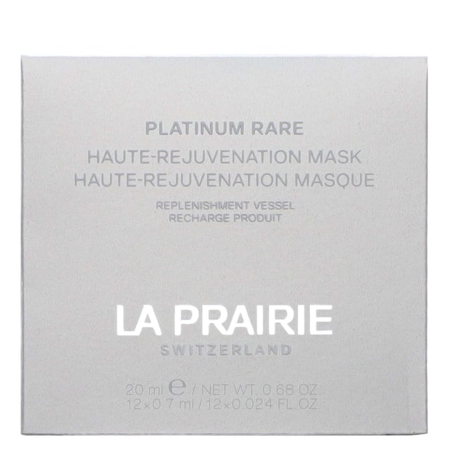 Discover La Prairie's Platinum Rare Haute-Rejuvenation Overnight Mask Refill, designed for timeless beauty and youthful radiance. This luxurious treatment offers immediate hydration and smoothness, reducing fine lines and wrinkles. Over time, it enhances skin firmness and elasticity, boosting natural hyaluronic acid and collagen levels. For best results, use it in your weekly skincare routine on face, neck, and décolleté after applying the Platinum Rare Life-Lotion, Eye Elixir, and Eye Cream, up to three times a week.