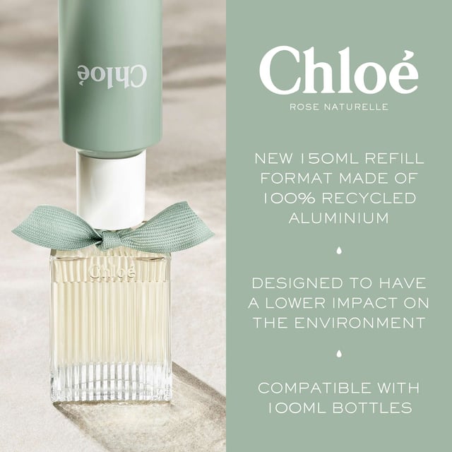 Discover the enchanting Chloé Rose Naturelle Eau de Parfum Refill, a luxurious floral fragrance for the modern woman. This captivating scent features organic rose as its hero ingredient, embodying nature's spirit with elegance. The perfume opens with fresh notes of cedrat essence and raspberry extract, leading to a heart of organic rose essence and delicate neroli. The base notes of cedar essence and mimosa add warmth, creating a harmonious blend. Packaged in a sustainable refill format made from 100% recycled aluminum, this vegan perfume reflects your commitment to the environment.