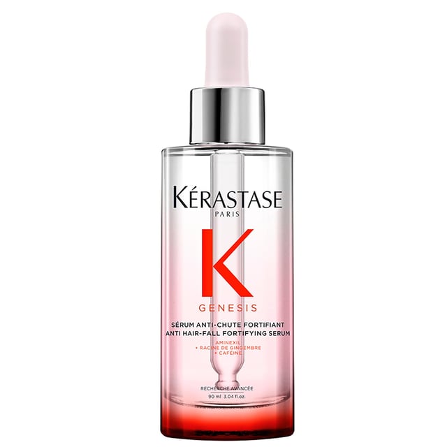 Revitalize your hair with Kérastase Genesis Anti-Hair Fall Fortifying Serum, formulated for weakened hair prone to falling. This nourishing serum features Edelweiss Native Cells, Ginger Root, and Aminexil to enhance fiber resistance and reduce hair fall. For best results, apply 4 doses to a towel-dried scalp once daily for 6 weeks. Kérastase is committed to sustainability, using recycled materials and achieving carbon neutrality in production since 2019. Care for your hair and the planet with Kérastase.