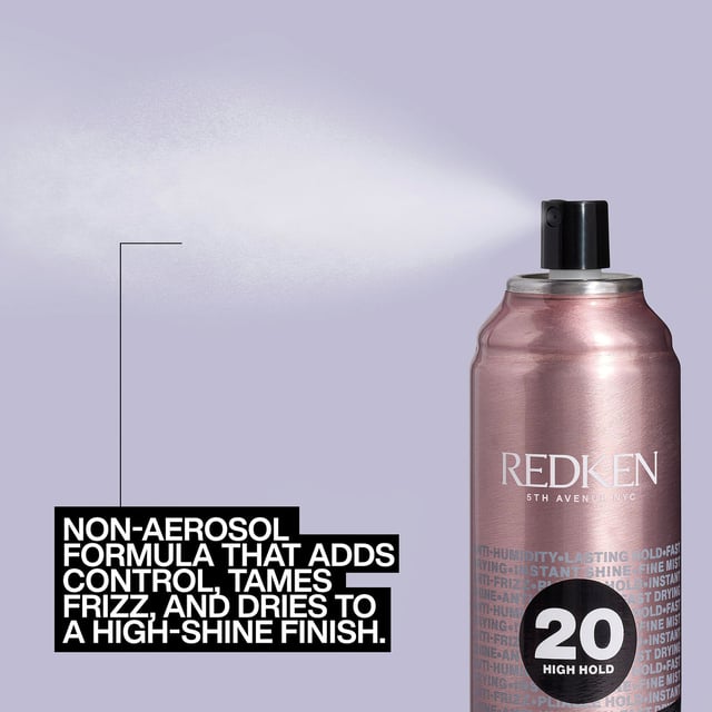 Experience the professional quality of Redken Anti-Frizz Hairspray in sleek packaging. This advanced hairspray retains its exceptional formula while offering a fresh look, designed for all-day hold. It provides a clean, firm finish, enhancing your hairstyle with brilliant shine. Perfect for styling, this quick-drying spray keeps your hair in place without residue. For best results, hold the can 6-12 inches from dry, styled hair and spray evenly. Reapply for extra control. Caution: Flammable. Keep away from flames and heat sources.