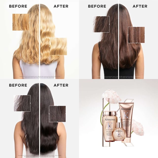 Transform your hair with Kérastase Gloss Absolu Bain Hydra-Glaze Shampoo, a hydra-illuminating formula for all hair types, including frizzy locks. Infused with Hyaluronic Acid and Wild Rose Oil, it delivers exceptional moisture and a stunning glossy finish. Experience up to 4 days of anti-frizz protection. The high-foaming gel formula cleanses deeply, smoothing hair cuticles for an ultra-smooth texture. Enjoy the luxurious fragrance with floral notes and hints of vanilla. Kérastase is committed to sustainability and elevating your hair care routine.