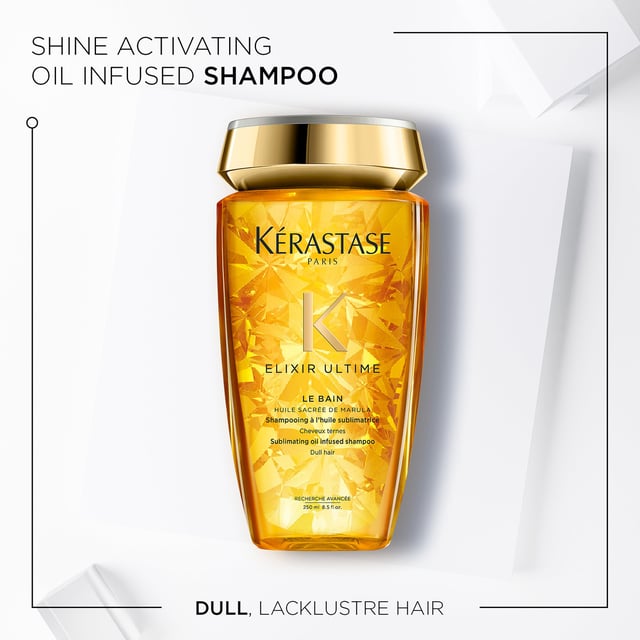 Transform your blonde hair with Kérastase Blond Absolu Bain Ultra-Violet, the anti-brass purple shampoo. It neutralizes unwanted brassiness and yellow tones, ideal for cool blondes and grey hair. Regular use provides long-lasting protection against brassiness while revitalizing shine and softness. Infused with Hyaluronic Acid and Edelweiss flower, it boosts luminosity and nourishes hair. For best results, apply to wet hair, massage, and leave for 2 to 5 minutes before rinsing.