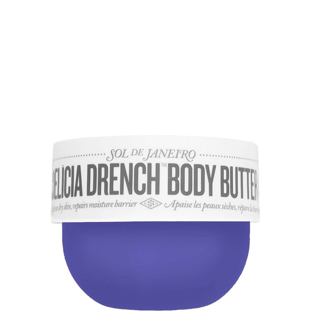 Indulge your skin with Sol de Janeiro Delicia Drench Body Butter, a luxurious 75ml cream that delivers intense moisture and nourishment. This ultra-rich, whipped formula provides deep hydration for extra dry skin. Enriched with Bacuri butter, it helps restore your skin's protective barrier. The Brazilian Soothing Complex, featuring copaiba resin and passionflower seed oil, calms stressed skin. Prebiotic hibiscus supports your skin's natural microbiome for enhanced resilience. Enjoy a delightful scent of vanilla orchid and sandalwood as you massage this body butter into your skin.