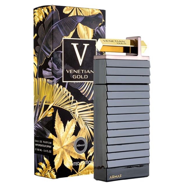 Experience the captivating scent of Armaf Venetian Gold for Men, a luxurious Eau de Parfum that embodies strength and sophistication. This fragrance opens with a refreshing blend of bergamot, rose, and sweet passion fruit, creating an inviting sweetness. The heart reveals aromatic thyme and cedar leaves, enriched with fruity nuances for a balanced depth. Finally, the base notes of cashmere, patchouli, musk, and sandalwood provide a warm, smooth finish that lingers on the skin. Perfect for the modern gentleman seeking a unique and memorable scent.