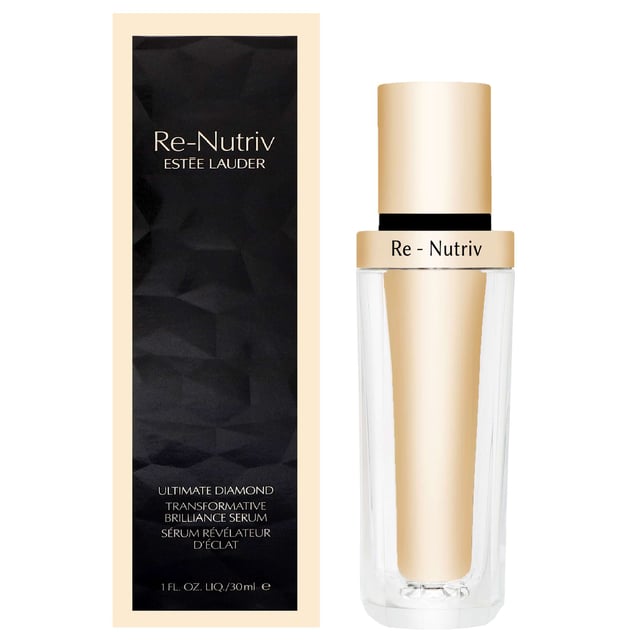 Estée Lauder Re-Nutriv Ultimate Diamond Transformative Brilliance Serum - Luxury Skincare Experience the transformative power of Estée Lauder's Re-Nutriv Ultimate Diamond Transformative Brilliance Serum. This luxurious serum is designed to enhance your skin's natural beauty, delivering a smoother, more refined appearance. Targeting six key areas, it works to improve radiance, minimize pores, reduce spots, even skin tone, boost firmness, and enhance elasticity. Infused with Black Diamond Truffle Extract, this serum fortifies your skin, promoting a youthful glow. For optimal results, apply to a cleansed face every morning and evening, avoiding the eye area.