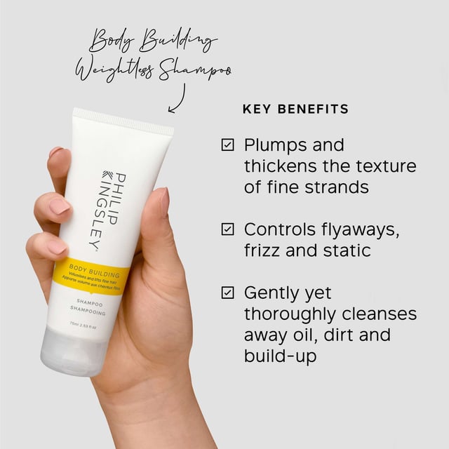 Elevate your hair care routine with the Philip Kingsley Nourish & Volume Jet Set, designed for beautiful hair on-the-go. This three-step system adds body, detangles, and enhances shine without weighing your hair down. Perfect for limp, heat-styled, or color-treated hair, this set includes:

- **Body Building Shampoo (75ml)**: Created by Philip Kingsley’s Trichologists, this weightless shampoo provides volume, bounce, and shine to fine hair, leaving it looking fuller and thicker.
- **Moisture Balancing Conditioner (75ml)**: This innovative conditioner hydrates and nourishes mid-lengths and ends, making hair smooth and manageable.
- **Elasticizer (75ml)**: A multi-award-winning pre-shampoo treatment that deeply nourishes all hair types, enhancing elasticity and shine.

Crafted with eco-friendly packaging, this set is not only perfect for beginners but also a great gift for anyone seeking luscious, healthy hair. Enjoy salon-quality results wherever you are!
