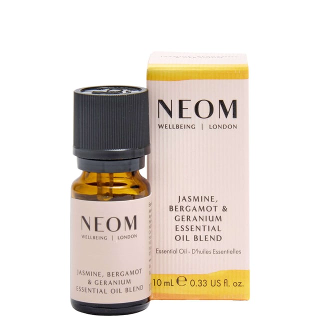 Experience the uplifting power of Neom Wellbeing's Essential Oil Blend to enhance your mood. This blend features honey-like Jasmine, refreshing Bergamot, and soothing Geranium, transporting you to a serene summer garden. Perfect for use with the Wellbeing Perfume Pod, add 5 drops to your bath or mix 1 to 2 drops with a base oil for a calming massage. Neom Wellbeing is a Certified B Corporation committed to ethical practices and making a positive impact on the planet. Elevate your wellbeing routine with this delightful blend.