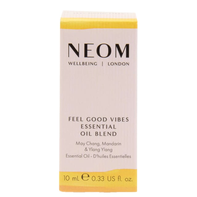 Neom Wellbeing London Feel Good Vibes Essential Oil Blend for Happiness Discover the uplifting power of Neom Wellbeing London's Feel Good Vibes Essential Oil Blend, crafted to enhance your mood. This unique blend features 8 essential oils, including mandarin and wild mint, designed to kickstart your day with positivity. Neom's natural fragrances relieve stress, aid sleep, and boost energy. Perfect for your Wellbeing Pod, add a few drops to experience a calming mist that revitalizes your space. Enjoy it in a warm bath or as part of a soothing massage. Embrace a happier, balanced you with Neom's commitment to ethical practices.