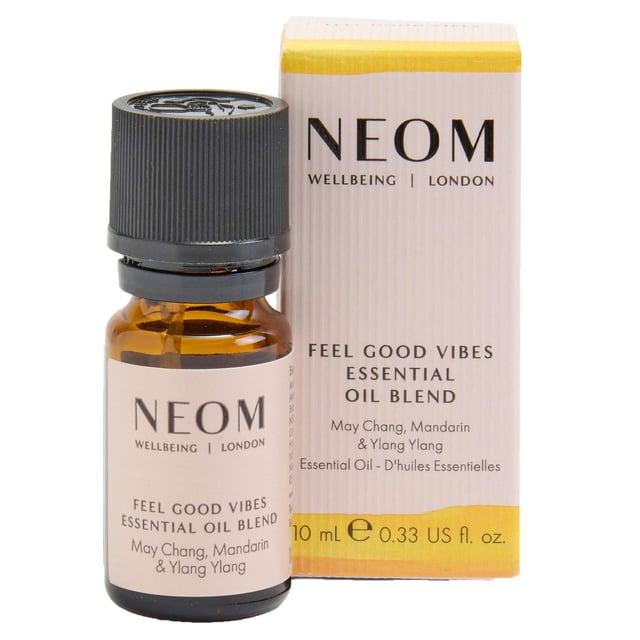 Neom Wellbeing London Feel Good Vibes Essential Oil Blend for Happiness Discover the uplifting power of Neom Wellbeing London's Feel Good Vibes Essential Oil Blend, crafted to enhance your mood. This unique blend features 8 essential oils, including mandarin and wild mint, designed to kickstart your day with positivity. Neom's natural fragrances relieve stress, aid sleep, and boost energy. Perfect for your Wellbeing Pod, add a few drops to experience a calming mist that revitalizes your space. Enjoy it in a warm bath or as part of a soothing massage. Embrace a happier, balanced you with Neom's commitment to ethical practices.