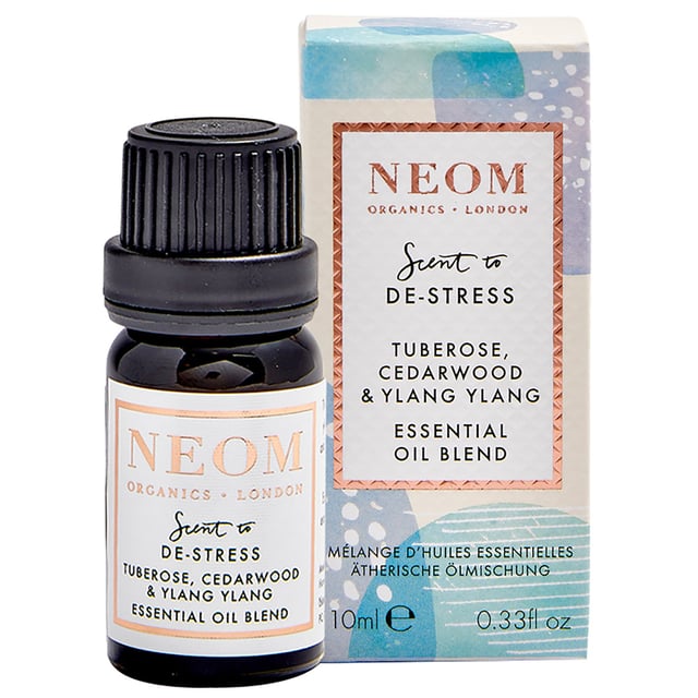 Experience the transformative power of Neom Wellbeing London's Essential Oil Blend, crafted to uplift your spirit and promote happiness. This luxurious blend combines creamy Tuberose, warm Cedarwood, and exotic Ylang Ylang, with hints of Jasmine and Neroli. Perfect for creating a serene atmosphere, this 100% natural fragrance relieves stress, enhances sleep quality, boosts energy, and elevates mood. Use it in your Wellbeing Perfume Pod, in a warm bath, or mix with a base oil for a soothing massage.