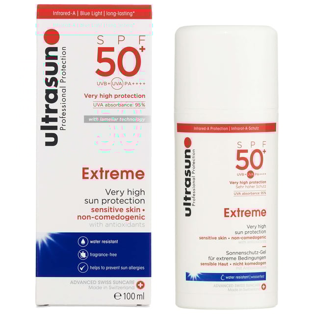 Ultrasun Extreme SPF50+ Sun Protection for Sensitive Skin Experience ultimate sun safety with Ultrasun Extreme SPF50+, designed for sensitive skin. This advanced formula provides high-level defense against UVA, UVB, and Infrared A rays, perfect for intense sunlight. Infused with antioxidants and Vitamins E and B5, it hydrates while offering long-lasting protection. Its lightweight, non-greasy formula is fast-absorbing and dermatologist-recommended, suitable for all skin types, even babies. Enjoy outdoor activities with confidence using this reef-friendly, vegan, and cruelty-free product. Apply 15 minutes before sun exposure for best results.