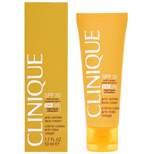 Discover the power of Clinique Anti-Wrinkle Face Cream, expertly formulated with SPF30 to provide superior sun protection. This lightweight cream creates a protective barrier against harmful UVA and UVB rays while delivering essential antioxidants through SolarSmart+ technology. Not only does it shield your skin from the sun, but it also helps repair environmental damage, keeping your complexion youthful and radiant. For best results, apply generously to your face before sun exposure and enjoy the confidence of beautifully protected skin.