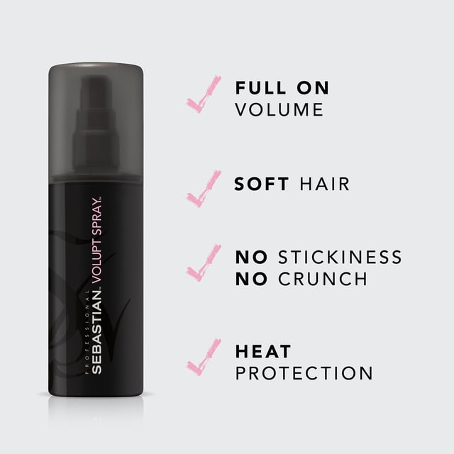 Achieve stunning hairstyles with SEBASTIAN PROFESSIONAL Volupt Spray. This advanced spray gel features revolutionary Cushion Particle Technology that elevates your hair with incredible volume and a touchable softness. Perfect for creating high-impact styles, it adds voluptuous fullness without leaving any residue or stiffness. To use, simply shake the bottle to activate the 2-phase formula, spray onto damp hair, and blow-dry for an extra boost of body or air-dry to enhance your natural waves and curls. Elevate your hair game with Volupt Spray today!