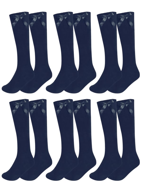 Add a touch of elegance to everyday wear with these charming knee-high socks, perfect for both ladies and girls. Made from a cotton-rich blend with Lycra, they offer exceptional softness, breathability, and a comfortable stretch that hugs the legs without slipping down. Featuring a delicate satin bow at the top, these socks bring a stylish and feminine flair—ideal for school, special occasions, or simply dressing up an outfit