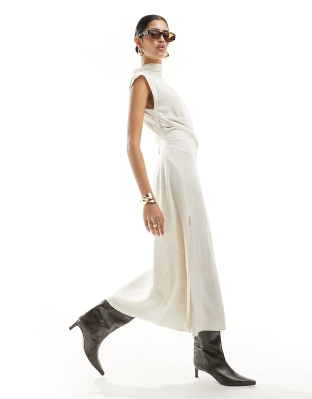 Dresses by ASOS DESIGN Best dressed: secured High neck Cap sleeves Cut-out back Zip-back fastening Regular fitSold By: Asos