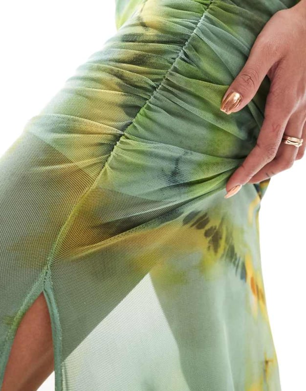 Skirts by ASOS DESIGN Part of a co-ord set Top sold separately Tie-dye design High rise Elasticated waist Ruched sides Side split Slim fitSold By: Asos