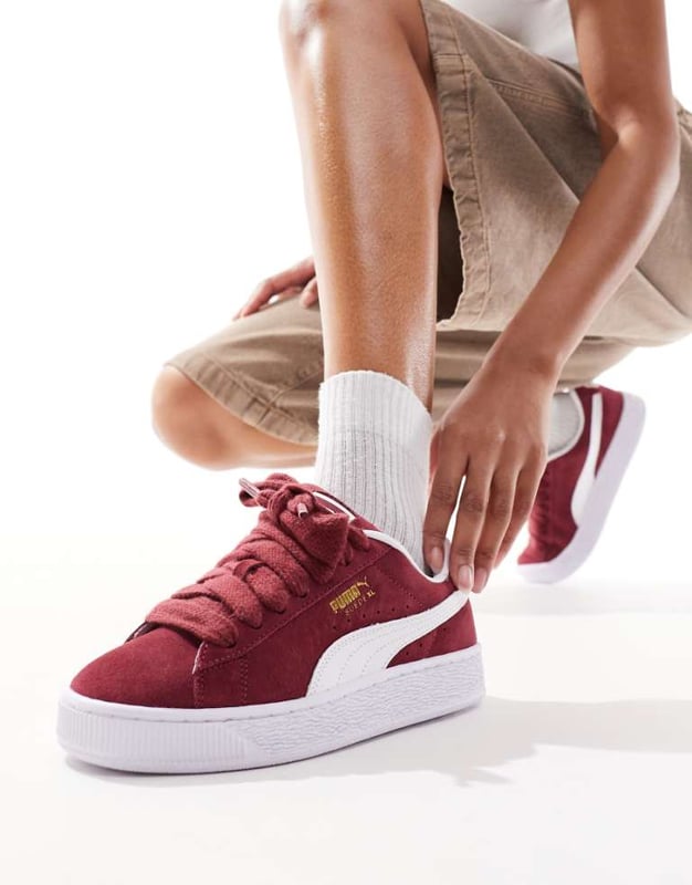 Asos Burgundy Suede Trainers Puma Suede Platform Trace Burgundy
