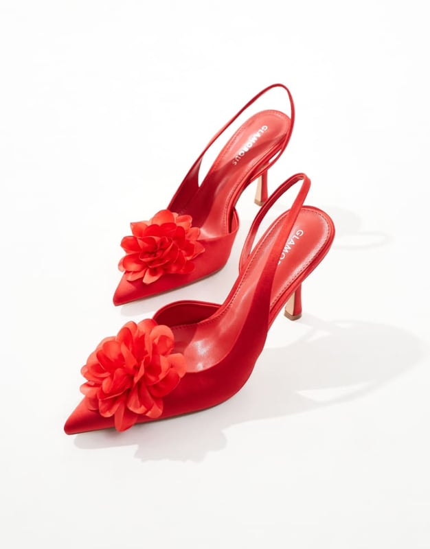 Shoes by Glamorous Good things come in pairs Floral detail Slingback strap Pointed toe High point heelSold By: Asos