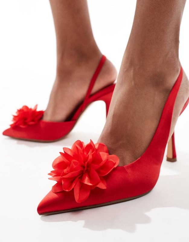 Shoes by Glamorous Good things come in pairs Floral detail Slingback strap Pointed toe High point heelSold By: Asos