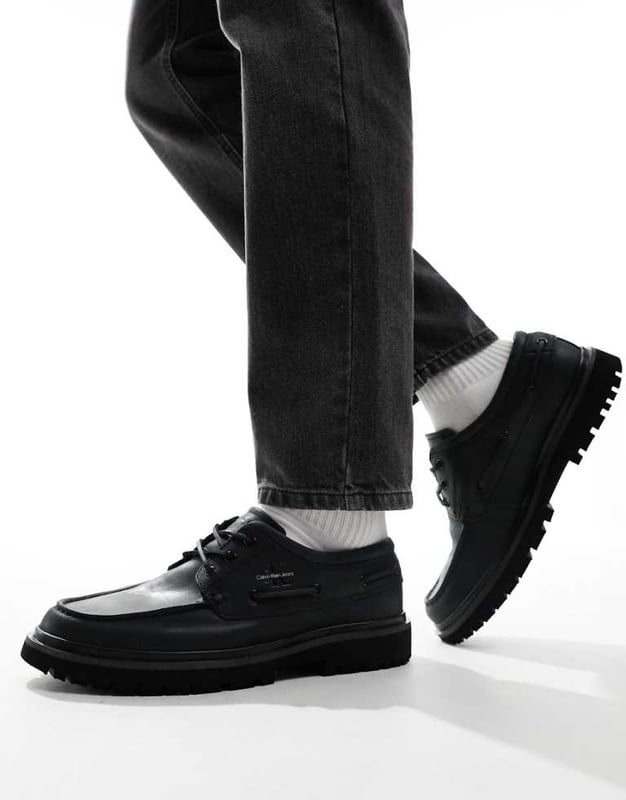Shoes, Boots & Trainers by Calvin Klein Jeans Good things come in pairs Lace-up fastening Signature Calvin Klein branding Round toe Chunky sole Lugged treadSold By: Asos