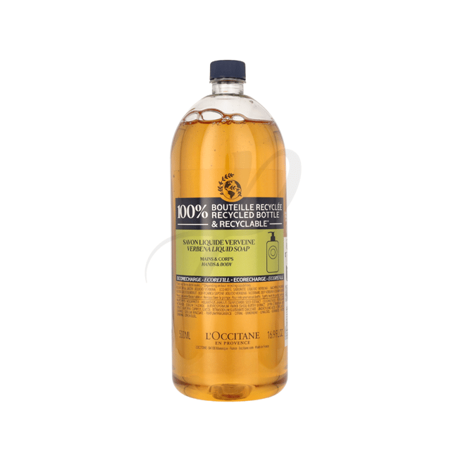 LOccitane Liquid Hand Soap - Verbena Refill 500ml Discover the luxurious L'OCCITANE Shea Verbena Eco Refill Liquid Soap, crafted without palm oil and made from high-quality vegetable oils using the traditional cauldron method. Enriched with Shea butter, known for its exceptional nourishing properties, this soap gently cleanses your skin while leaving it soft and delicately scented with the uplifting aroma of verbena. Perfect for daily use, this eco-friendly refill is designed for women who appreciate quality and sustainability in their bath and body routine. Enjoy 500ml of pure indulgence.