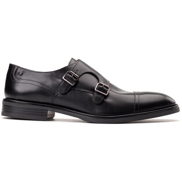 Base London Taper Leather Men's Black Double Monk Shoes Up your style with Base London's 'Taper' double monk shoes. Crafted from quality leather, with an Ortholite insole and grippy rubber out-sole, they combine comfort and class. Perfect for shutting down the boardroom or owning the wedding dance floor.